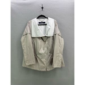 Marina Rinaldi Sport Womens Silver Gray Asymmetrical Zip Windbreaker Jacket Size
